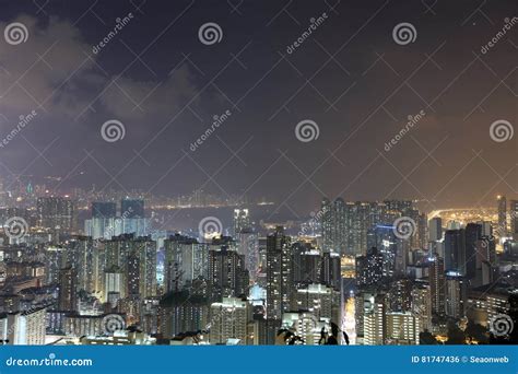 Night Of The Kowloon Hong Kong Skyline Stock Photo Image Of