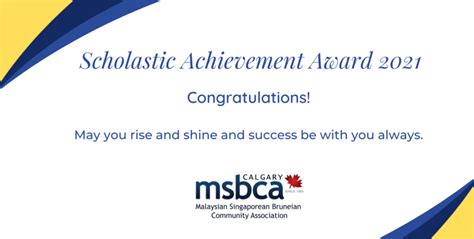 Scholastic Achievement Award 2021 Msbca Calgary