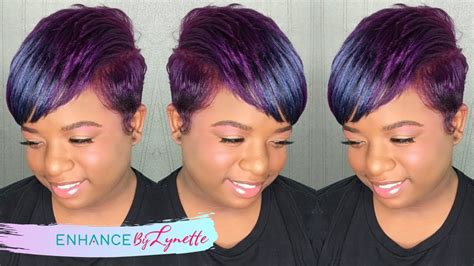 Short Black Hair With Purple Ombre