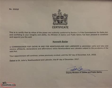 Only translation services still available. Commissioner For Oaths - St. John's, Newfoundland Labrador ...