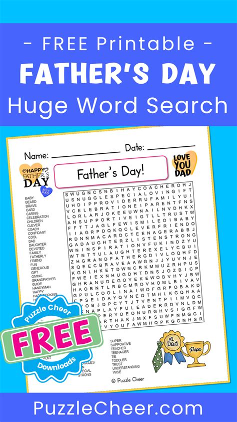 Fathers Day Word Search Puzzle Puzzle Cheer