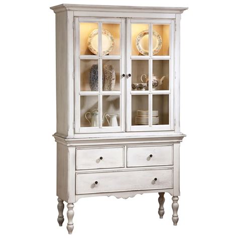 Home Elegance Hollyhock Distressed White Buffet And Hutch The Classy Home