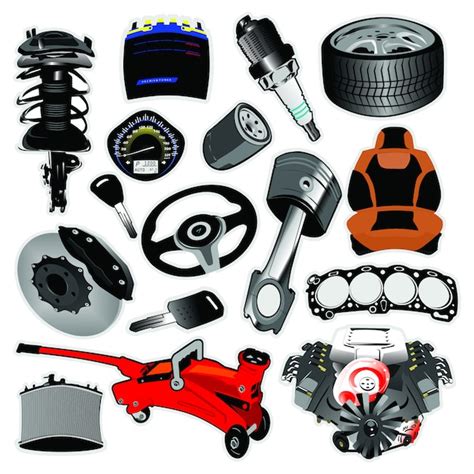Premium Vector Set Of Auto Spare Parts