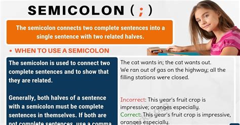 May be used to separate items in a list when those items have internal punctuation. Semicolon (;) When to Use a Semicolon in English ...
