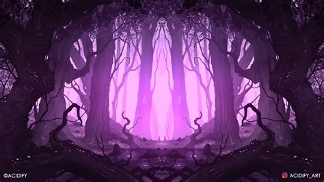 Magical Forest Digital Painting Photoshop Timelapse Tutorial Purple