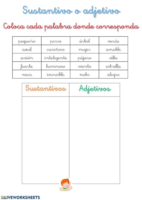 Sustantivo O Adjetivo Ficha Interactiva Sustantivos Adjetivos Y