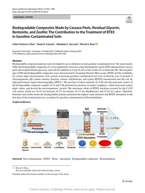 Biodegradable Composites Made By Cassava Peels Residual Glycerin Bentonite And Zeolite The