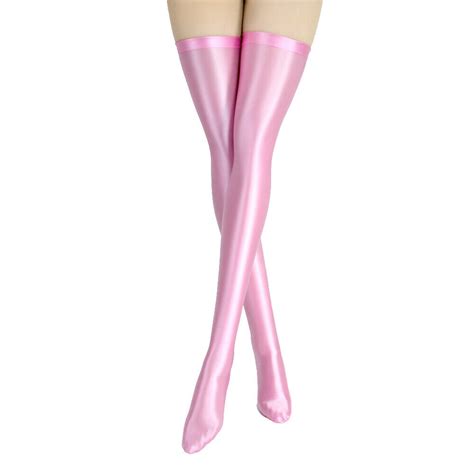 Sexy Womens Glossy Stocking Nylon Spandex Stretch Shiny Opaque Thigh