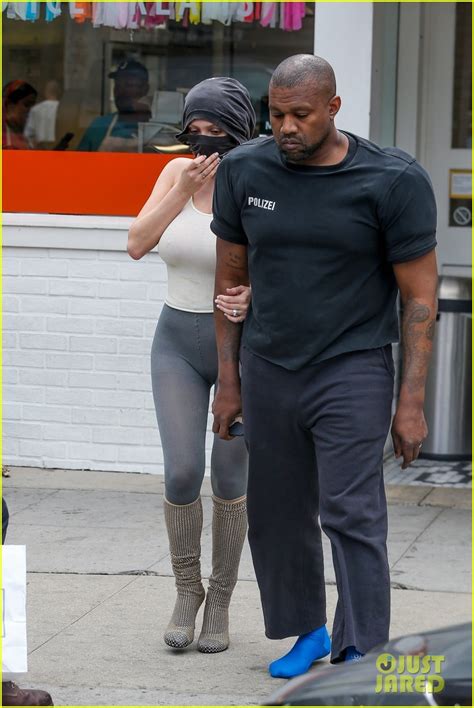 Kanye West Wears Shirt With Shoulder Pads Goes Shoeless During Ice Cream Date With Wife Bianca