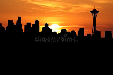 Seattle Skyline At Dusk Stock Illustration Illustration Of Silhouette