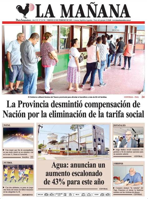 Periódico Diario La Mañana Argentina Periódicos De Argentina