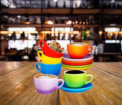 Bruntmor 6 Oz Cappuccino Coffee Cup Set Of 6 Cute 6 Ounce Ceramic Mugcup Set In Multiple Colors