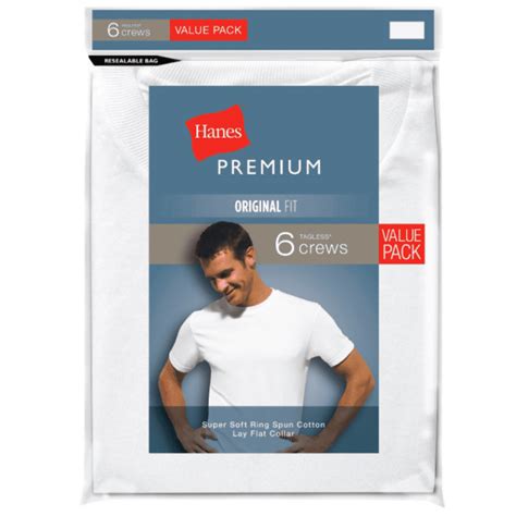 Hanes Hanes Premium Mens 6pk Crew Neck T Shirt White Xl Walmart