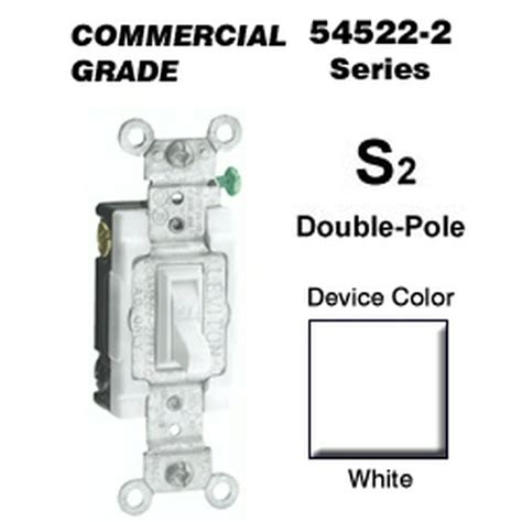 Leviton 54522 2w 20 Amp Double Pole Toggle Switch Commercial White