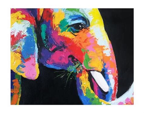 40 X 80 Cm Colorful Rainbow Elephant Painting Wall Decor Etsy