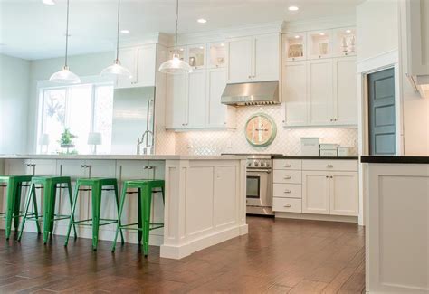 Maybe you would like to learn more about one of these? White Kitchen Island with Green Tolix Stools ...