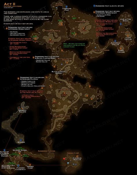 Detailed Diablo 3 Act 2 Outdoor Zones Map With Key Locations Rdiablo