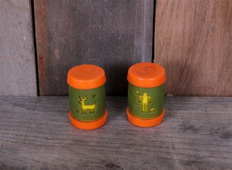 Plastic Pair Salt And Pepper Shakers Native By Stagvintagegoods