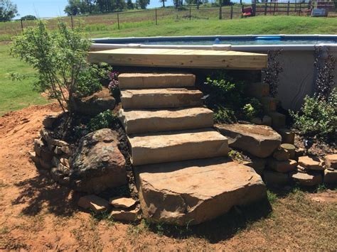 Best Stone For Around Above Ground Pool Rock Step Entry An Put Rocks