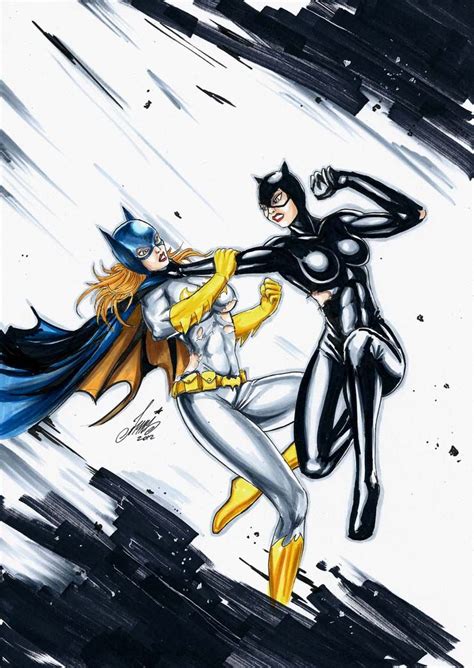 Batgirl And Catwoman Fight By Hm1art Batman Overload Pinterest