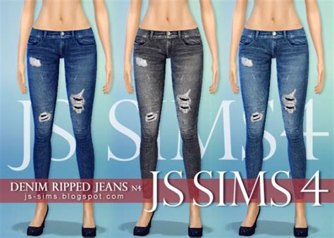 Js Sims 4 Denim Ripped Jeans N4 N6 Sims 4 Downloads