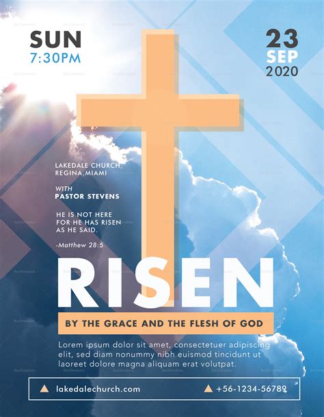 Risen Church Flyer Design Template In Psd Word Publisher Illustrator