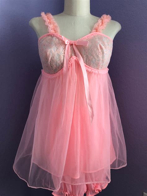Vintage Babydoll Pajama Set With Bloomers Sz Med Pink Baby Etsy