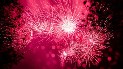Download Wallpaper 3840x2160 Salute Fireworks Holiday Sparks Pink