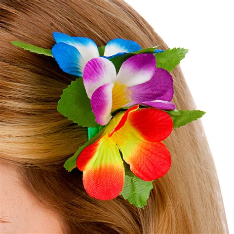 Hawaii Flower Hair Clip Multi Outfit Accessory For Tropical Fancy Dress