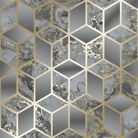 Liquid Marble Geometric Wallpaper In Charcoal And Gold I