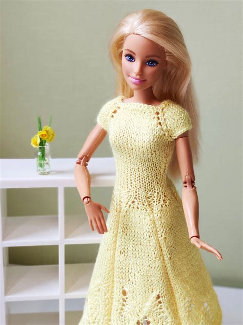 Pdf Doll Clothes Knitting Pattern Knitted Dress For Barbie Etsy