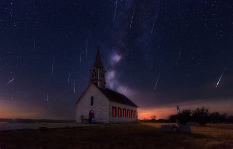Wallpaper Stars Night Church Starry Sky Images For Desktop Section