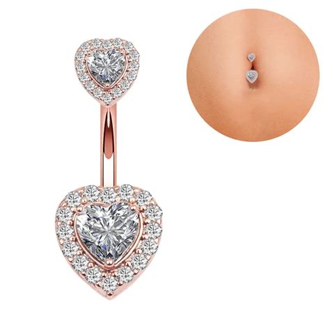 Pc Lady Sexy Stainless Steel Belly Button Ring Heart Shape Crystal Dangle Belly Ring Fashion