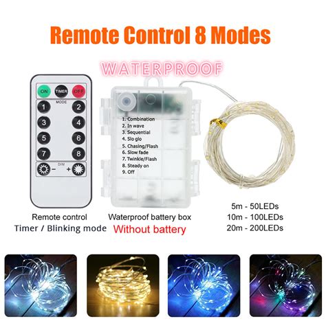 Christmas Light 20m 200led Aa Battery Powered Remote Led Copper Wire