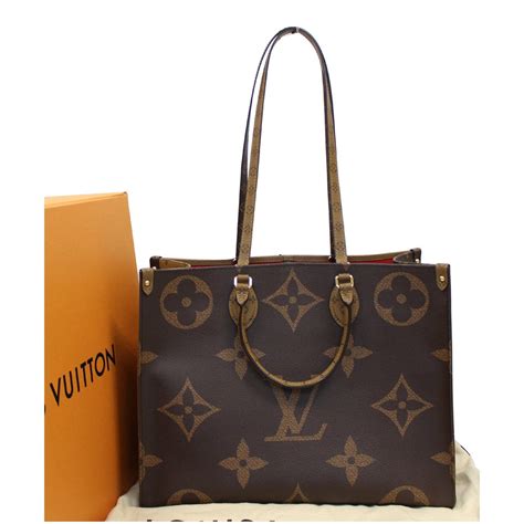 Louis Vuitton Onthego Reverse Monogram Giant Canvas Shoulder Bag Brown