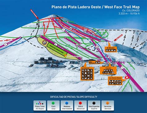 Mapa De Las Pistas De Esquí De El Colorado Chile