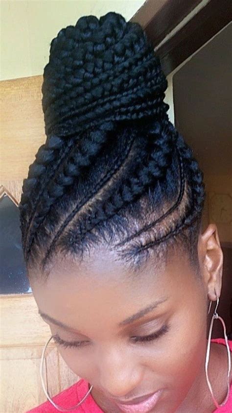 African Ponytail Cornrow Goddess Braids Hairstyles Cornrow Updo