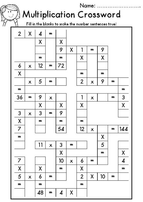 Multiplication Crossword Freebie Mental Maths Worksheets Mental