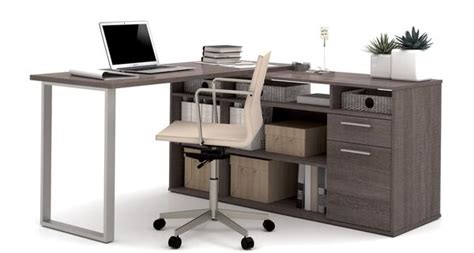 59 X 59 Bark Gray L Shaped Desk With Storage By Bestar