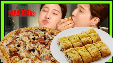 피자먹방 새해들어 첫 먹방을 해봅니다 쑥쓰 파파존스 수퍼파파스 피자 And 파파베이크불고기 Youtube