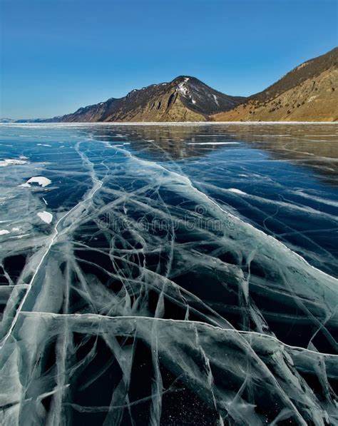 The Unique Ice Lake Baikal Near Olkhon Island Stock Photo Image Of