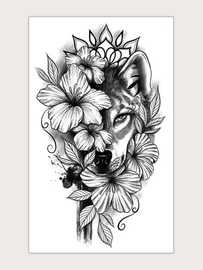 Wolf Flower Tattoo Design Best Flower Site