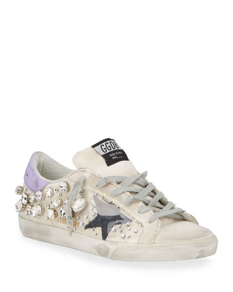 Golden Goose Superstar Crystal Embellished Canvas Sneakers Neiman Marcus