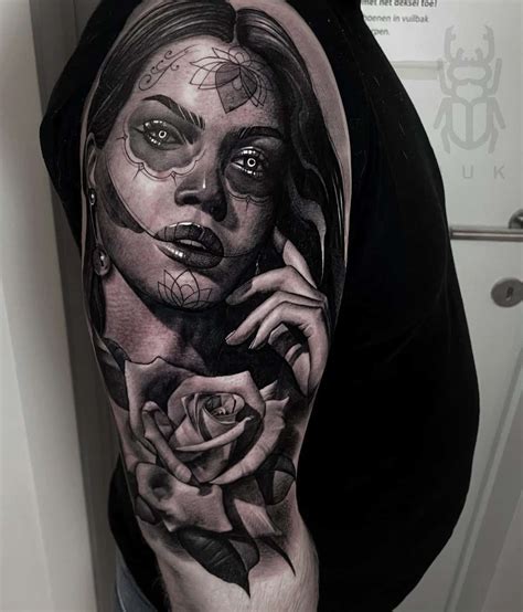 Black And Grey Portrait Tattoo