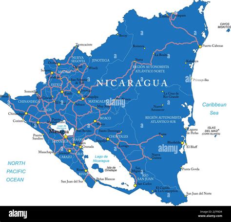 Mapa De Nicaragua Y Sus Carreteras Fotograf As E Im Genes De Alta