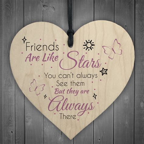 Best Friends Are Like Stars Friendship Sign Wood Heart Plaque T