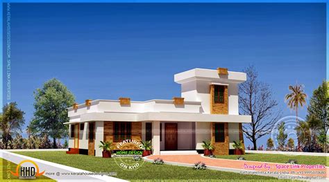 Flat Roof Style Single Storied House Kerala Home Design And Floor