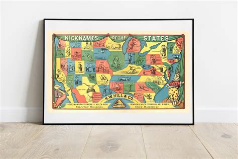 Digital 1884 Nicknames Of The States Hw Hill And Co Pigs Etsy