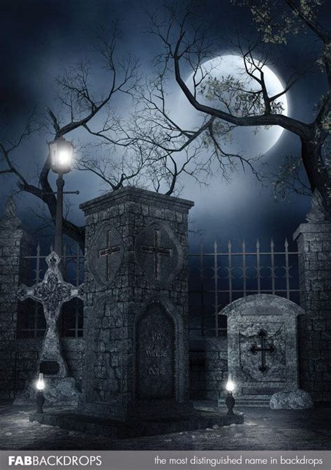 3x4 Halloween Graveyard Backdrop Haunted Cemetery By Fabdrops