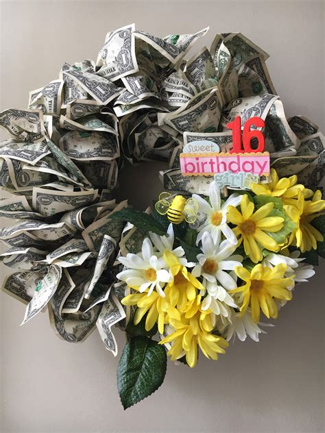 wreath made of money for graduation birthday ts also etsy